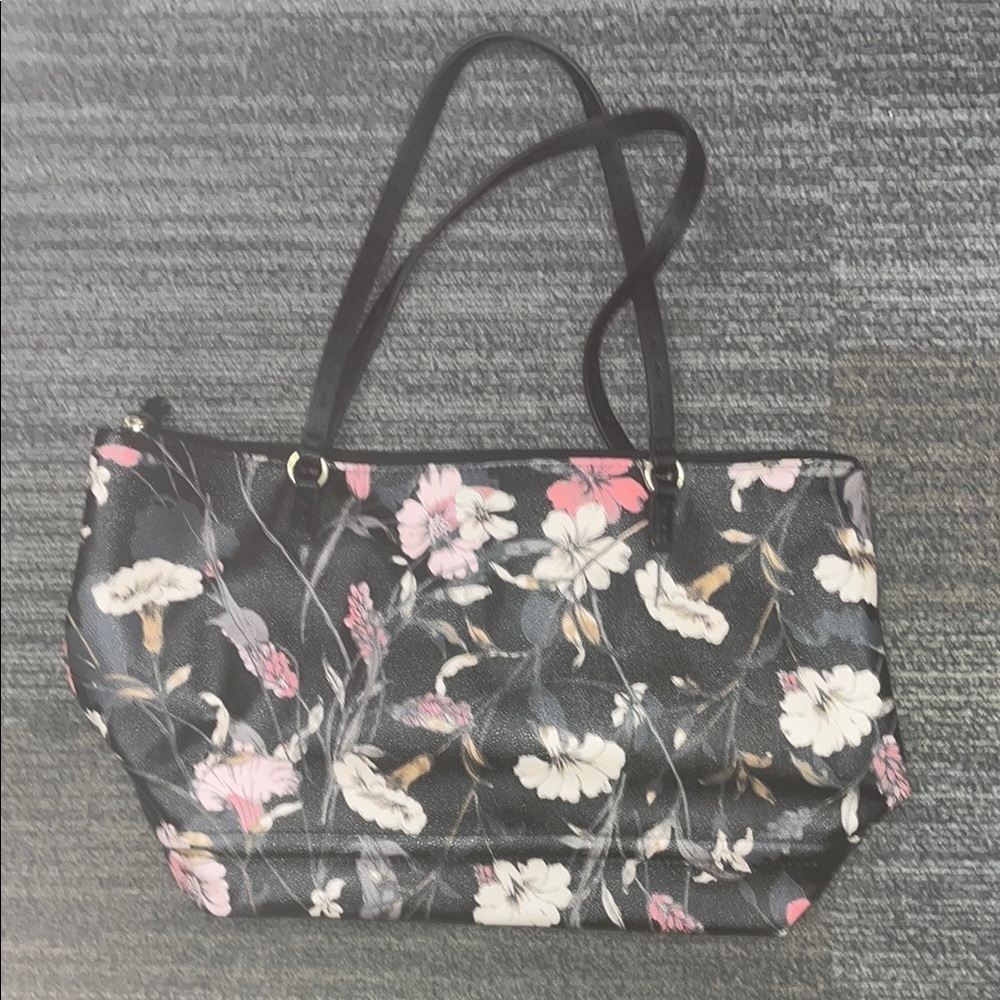 Liz Claiborne large Floral Black Tote Bag / preowned